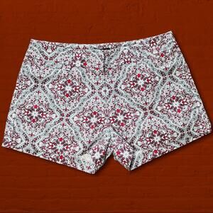 J CREW CITY FIT BOHO WESTERN PAISLEY Y2K CHINO SHORTS RED WHITE BLUE XS 0